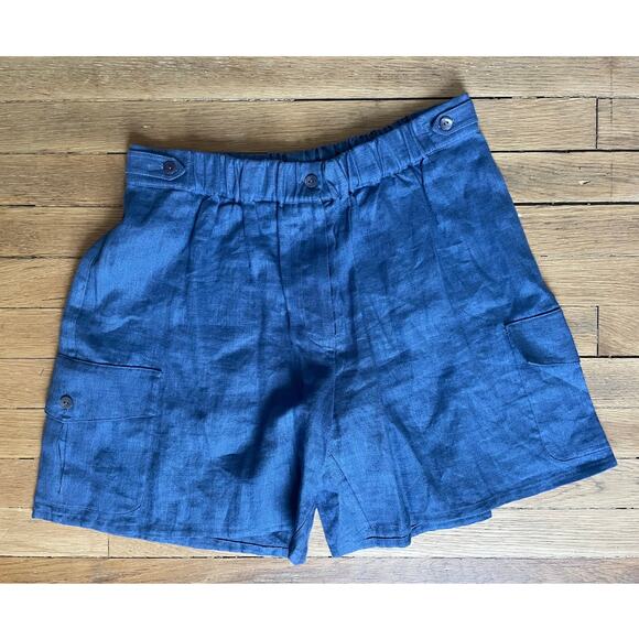 La Perla Blue Linen Elastic Waist Shorts FR 36/ US 4 - Picture 1 of 4